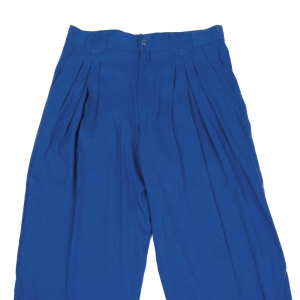 GIANNI VERSACE Blue Silk Linen 3-Pleat Pants Size 50