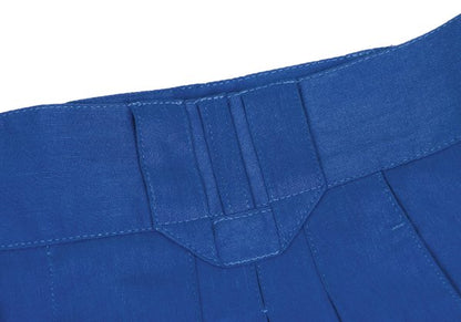 GIANNI VERSACE Blue Silk Linen 3-Pleat Pants Size 50