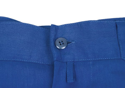 GIANNI VERSACE Blue Silk Linen 3-Pleat Pants Size 50
