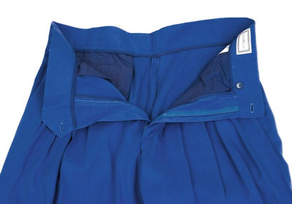 GIANNI VERSACE Blue Silk Linen 3-Pleat Pants Size 50