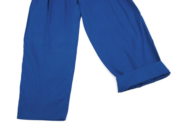 GIANNI VERSACE Blue Silk Linen 3-Pleat Pants Size 50
