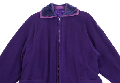 GIANNI VERSACE Cashmere Wool Fur Collar Jacket Purple Size L