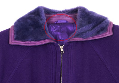 GIANNI VERSACE Cashmere Wool Fur Collar Jacket Purple Size L