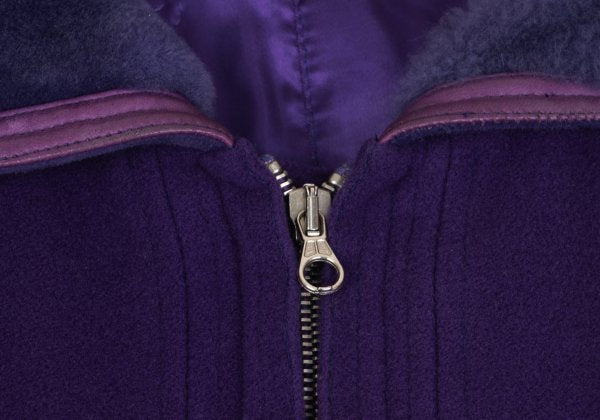 GIANNI VERSACE Cashmere Wool Fur Collar Jacket Purple Size L