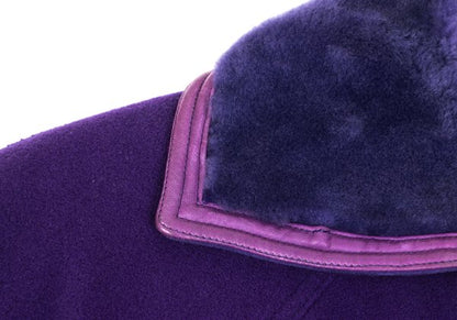 GIANNI VERSACE Cashmere Wool Fur Collar Jacket Purple Size L