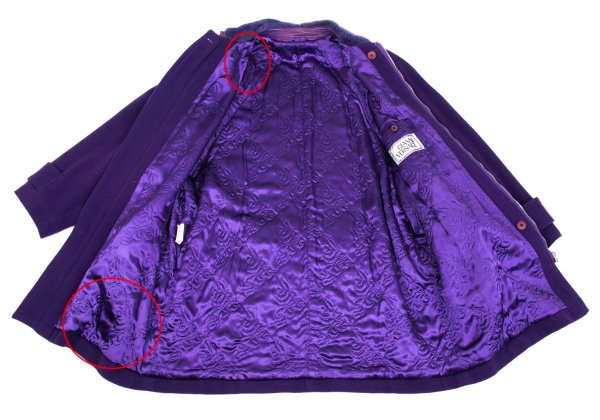 GIANNI VERSACE Cashmere Wool Fur Collar Jacket Purple Size L