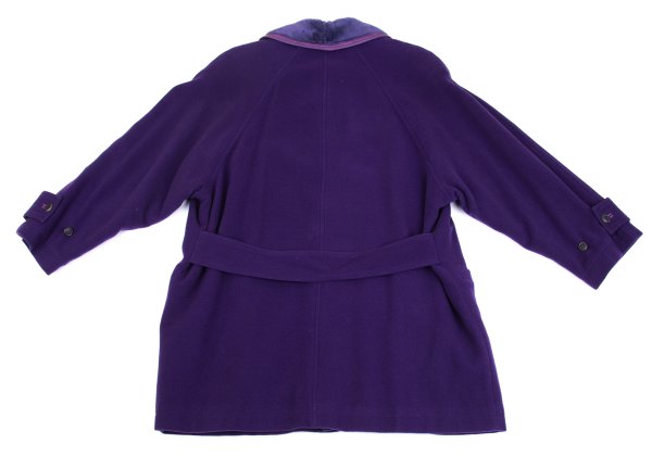 GIANNI VERSACE Cashmere Wool Fur Collar Jacket Purple Size L