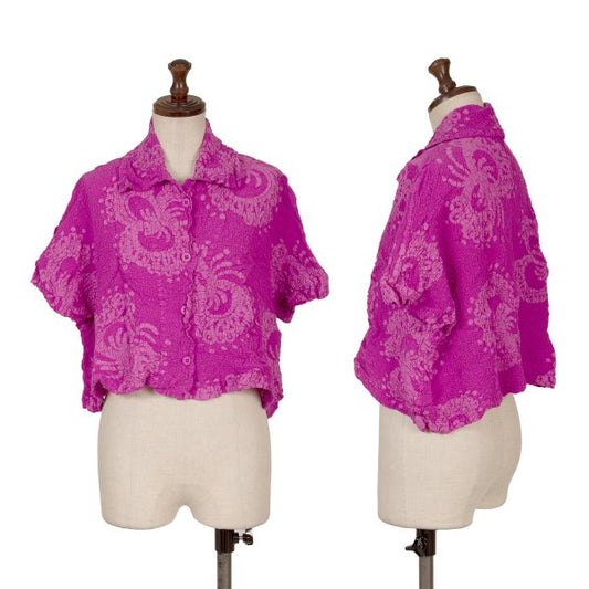 ISSEY MIYAKE me Pink Cauliflower Cropped Shirt Size F