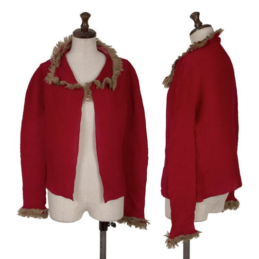 ISSEY MIYAKE me Faux Fur Pleated Reddish Brown Cardigan Size F