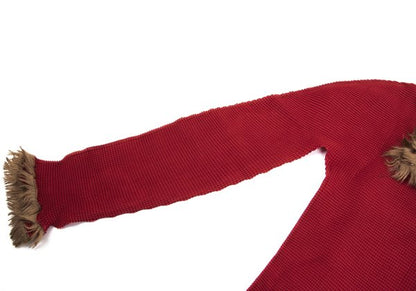 ISSEY MIYAKE me Faux Fur Pleated Reddish Brown Cardigan Size F