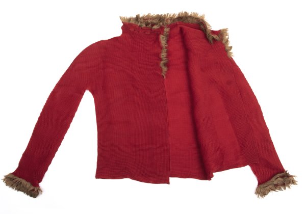 ISSEY MIYAKE me Faux Fur Pleated Reddish Brown Cardigan Size F