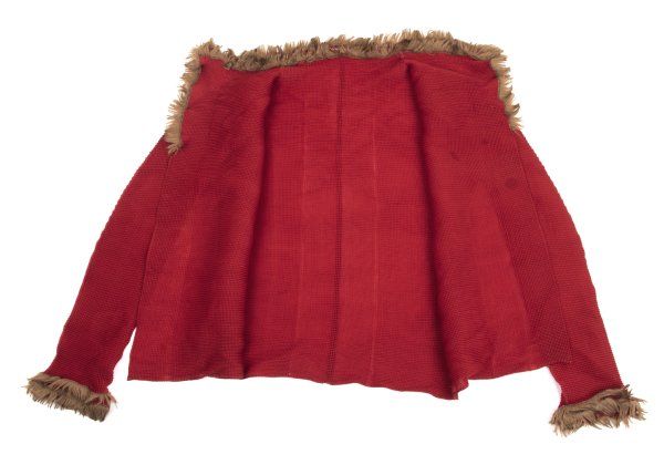 ISSEY MIYAKE me Faux Fur Pleated Reddish Brown Cardigan Size F