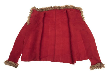 ISSEY MIYAKE me Faux Fur Pleated Reddish Brown Cardigan Size F