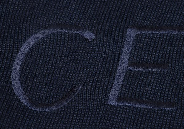 CELINE Logo Embroidered Cotton Sweater Navy Size 40