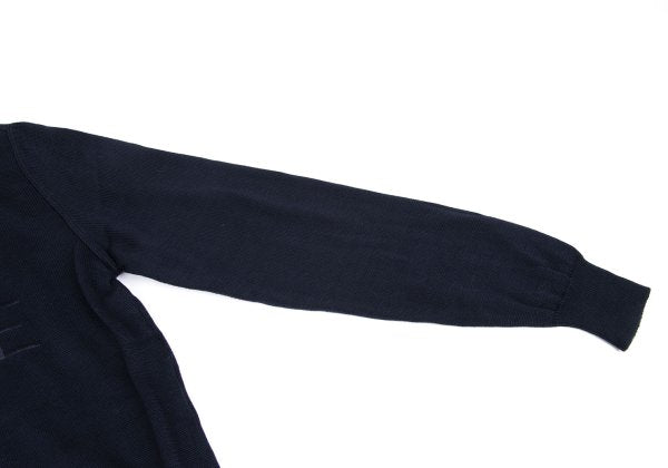CELINE Logo Embroidered Cotton Sweater Navy Size 40
