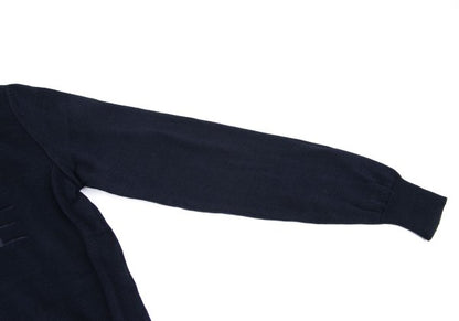 CELINE Logo Embroidered Cotton Sweater Navy Size 40