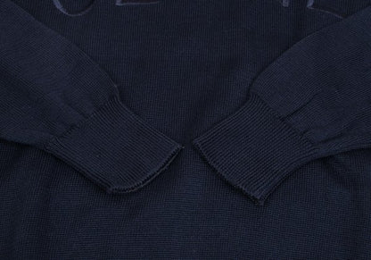 CELINE Logo Embroidered Cotton Sweater Navy Size 40