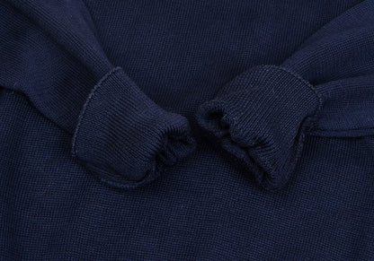CELINE Logo Embroidered Cotton Sweater Navy Size 40