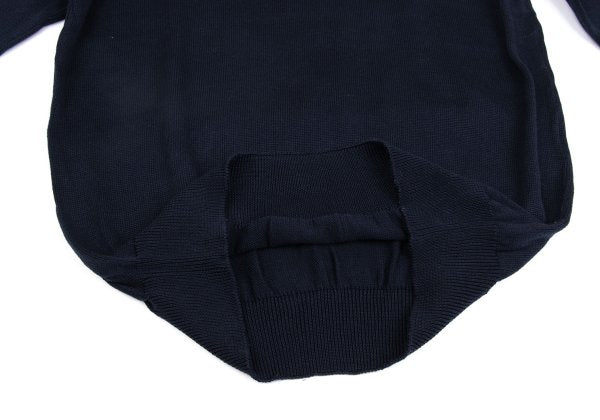 CELINE Logo Embroidered Cotton Sweater Navy Size 40