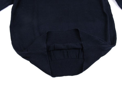 CELINE Logo Embroidered Cotton Sweater Navy Size 40
