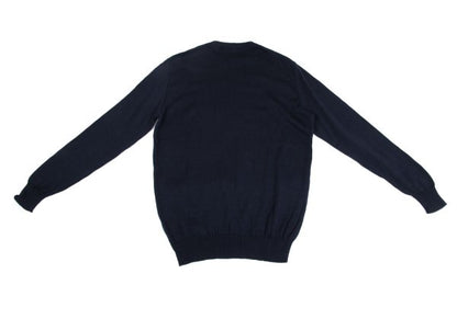 CELINE Logo Embroidered Cotton Sweater Navy Size 40