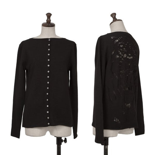 KRIZIA MAGLIA Lace Knit Cardigan Black Size 44