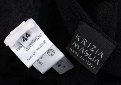 KRIZIA MAGLIA Lace Knit Cardigan Black Size 44