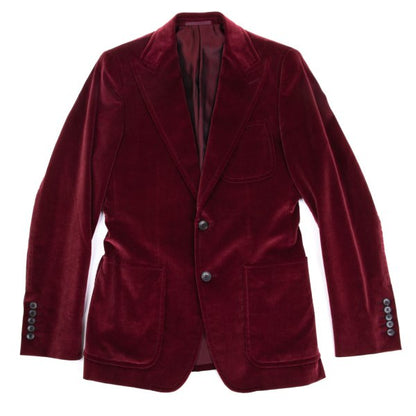 GUCCI Velvet Patch Pocket Peaked Jacket Bordeaux Size 44