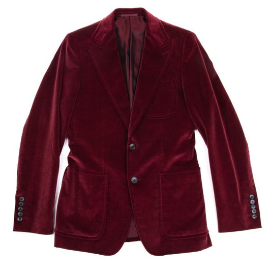 GUCCI Velvet Patch Pocket Peaked Jacket Bordeaux Size 44