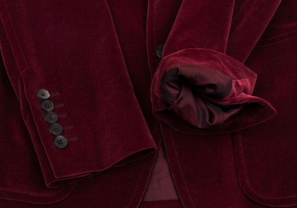GUCCI Velvet Patch Pocket Peaked Jacket Bordeaux Size 44