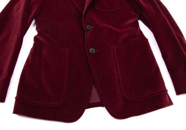 GUCCI Velvet Patch Pocket Peaked Jacket Bordeaux Size 44