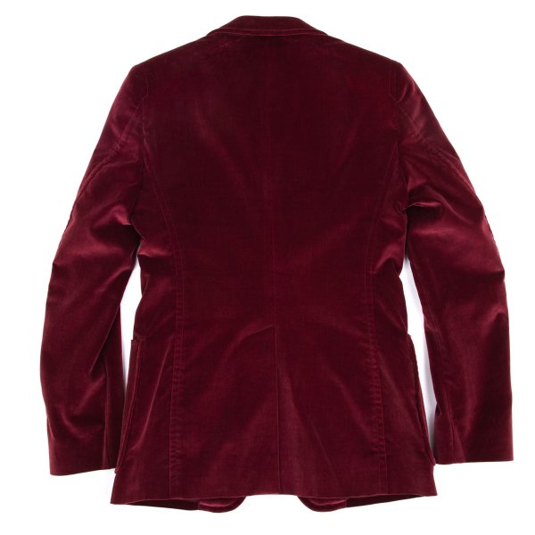 GUCCI Velvet Patch Pocket Peaked Jacket Bordeaux Size 44