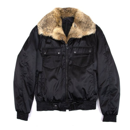 HUGO BOSS Detachable Fur Flap Pocket Jacket Black Size L