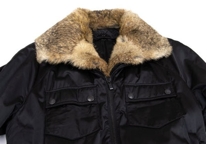 HUGO BOSS Detachable Fur Flap Pocket Jacket Black Size L