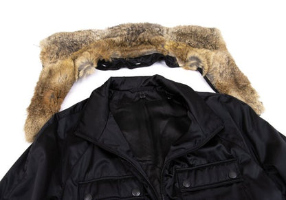 HUGO BOSS Detachable Fur Flap Pocket Jacket Black Size L