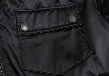 HUGO BOSS Detachable Fur Flap Pocket Jacket Black Size L