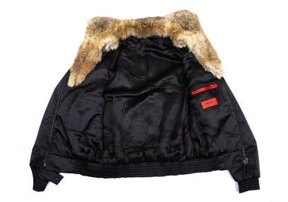 HUGO BOSS Detachable Fur Flap Pocket Jacket Black Size L