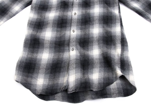 GANRYU Wool Ombre Check Flannel Long Sleeve Shirt Gray Size S