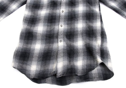 GANRYU Wool Ombre Check Flannel Long Sleeve Shirt Gray Size S