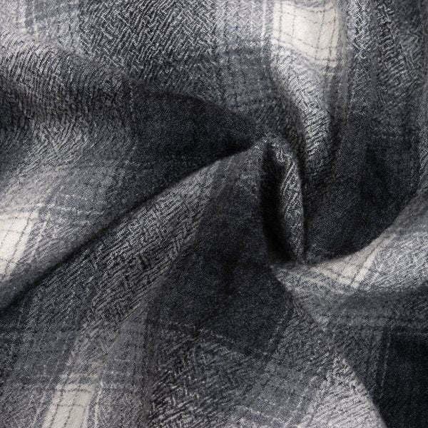 GANRYU Wool Ombre Check Flannel Long Sleeve Shirt Gray Size S