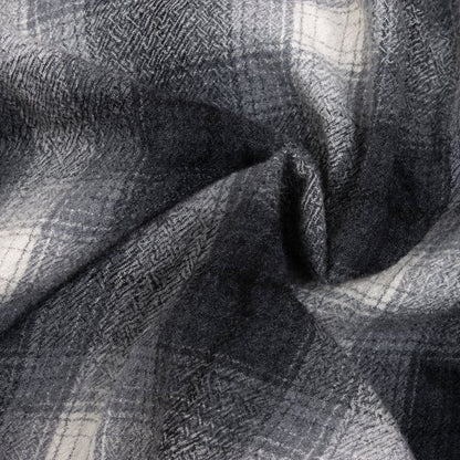 GANRYU Wool Ombre Check Flannel Long Sleeve Shirt Gray Size S