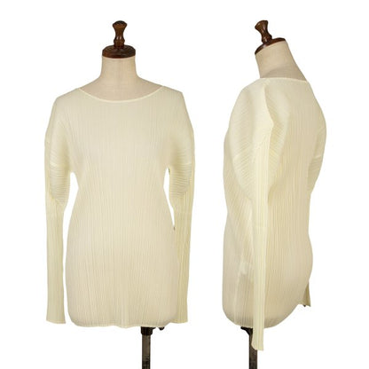 PLEATS PLEASE Crew Neck Top Cream Size 3