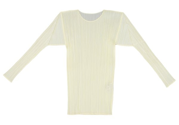 PLEATS PLEASE Crew Neck Top Cream Size 3