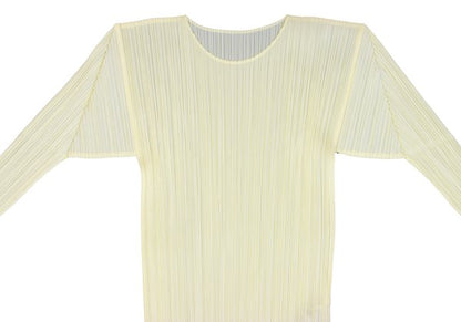 PLEATS PLEASE Crew Neck Top Cream Size 3