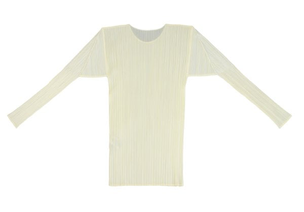 PLEATS PLEASE Crew Neck Top Cream Size 3
