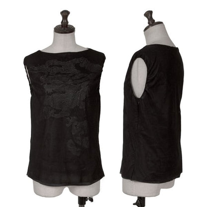 VIVIENNETAM Glitter Dragon Print Top Black
