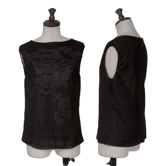 VIVIENNETAM Glitter Dragon Print Top Black
