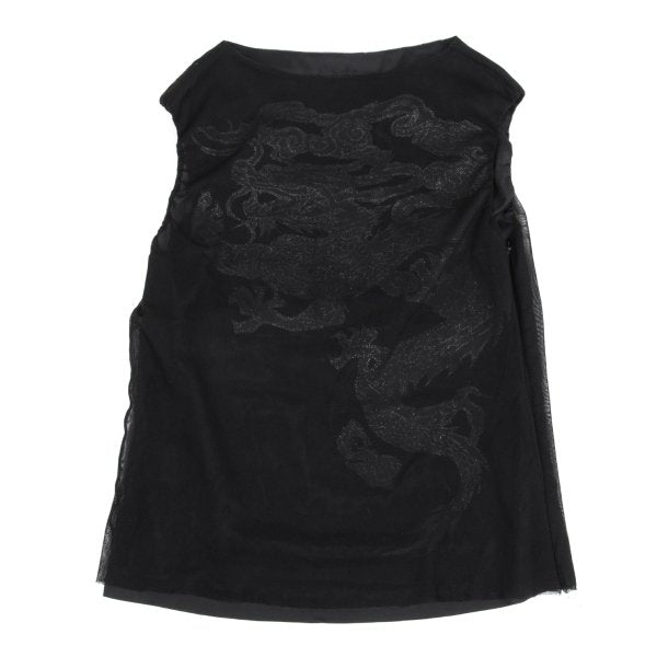 VIVIENNETAM Glitter Dragon Print Top Black