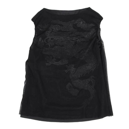 VIVIENNETAM Glitter Dragon Print Top Black