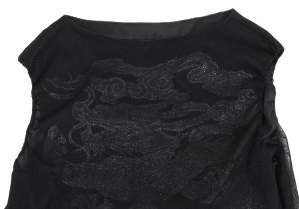 VIVIENNETAM Glitter Dragon Print Top Black
